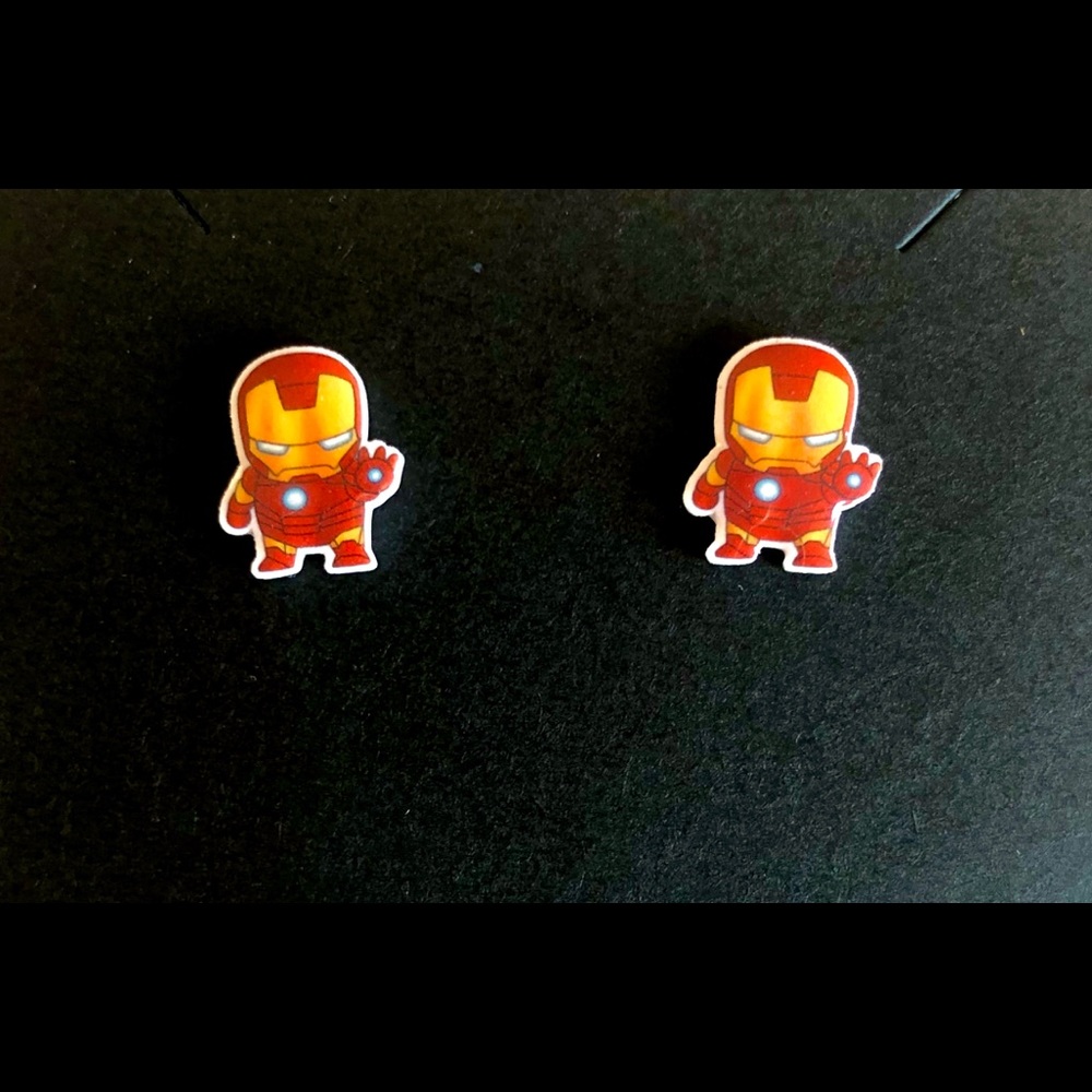 Acrylic Iron Man stud earrings